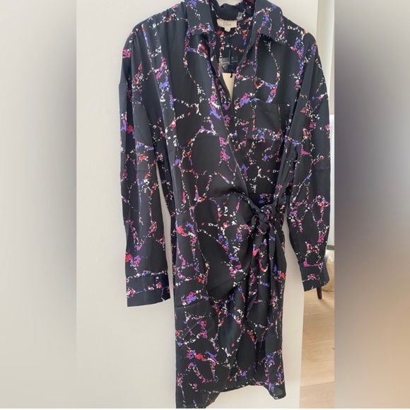 Elan Faux Wrap Black Dress Size Large - Picture 1 of 7
